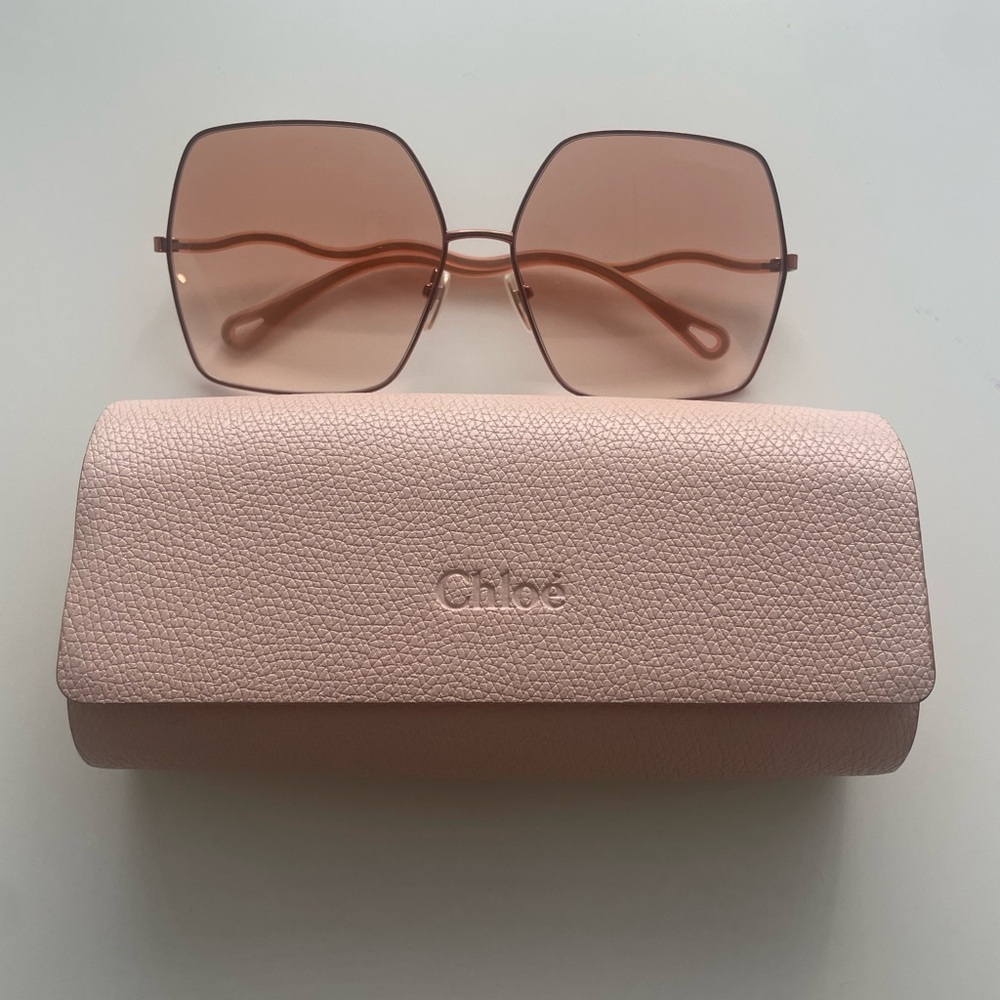 Chloé Pink Gradient Oversized Square Sunglasses